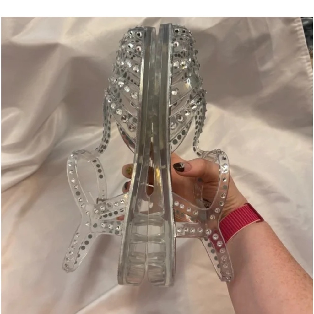 NWOT Jeffrey Campbell Transparent Jelly Embellished Ankle Strap Sandals Sz 8 - Picture 7 of 10